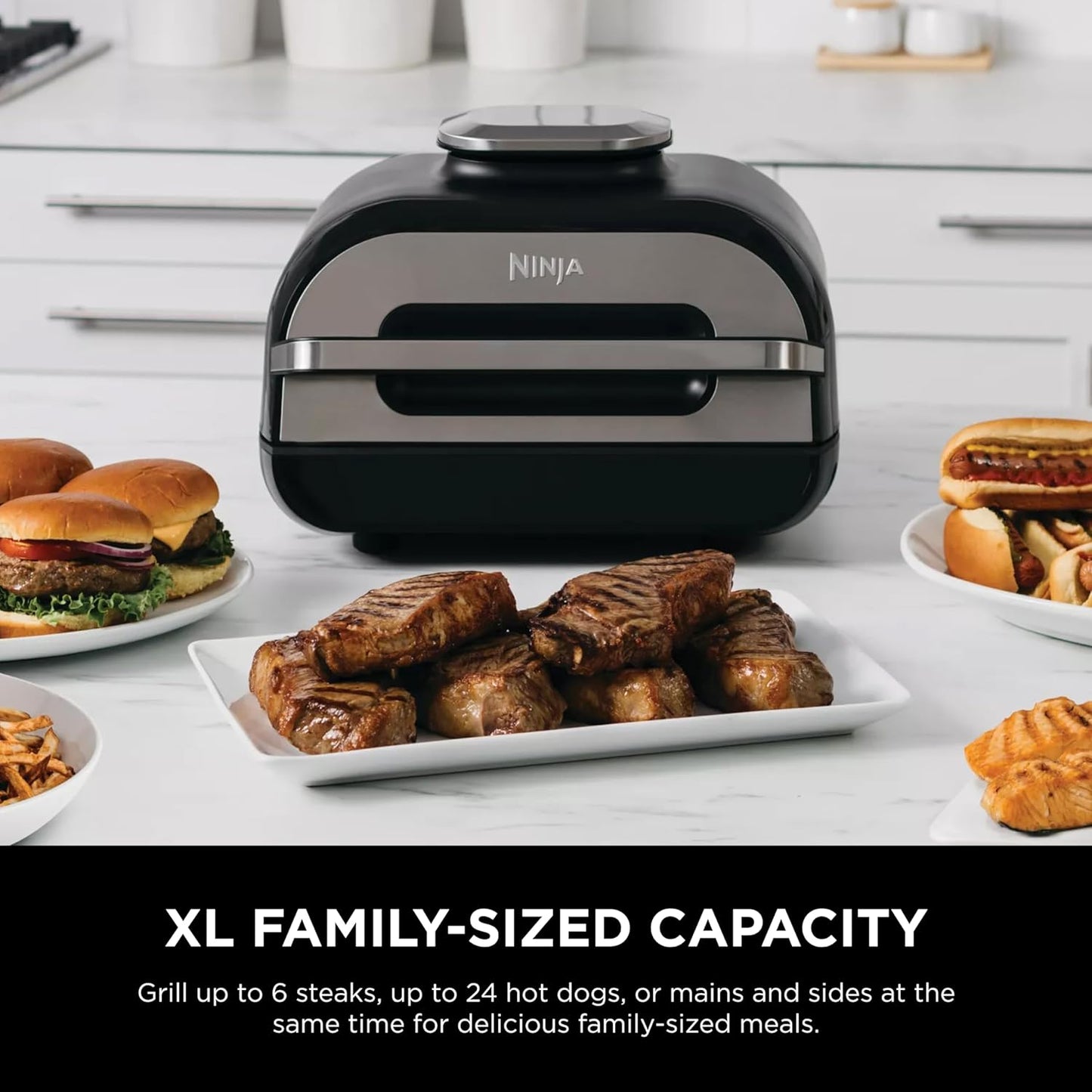 Ninja Indoor Grill, Foodi Smart XL 6-in-1 Indoor Grill with Air Fry, Roast, Bake, Broil & Dehydrate