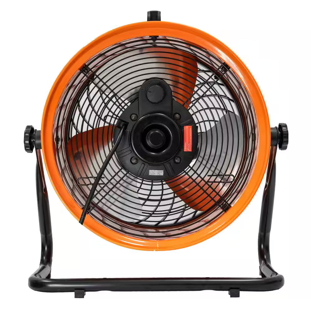 Commercial Electric 16 in. 3-Speed Floor Fan in Orange High Velocity Turbo