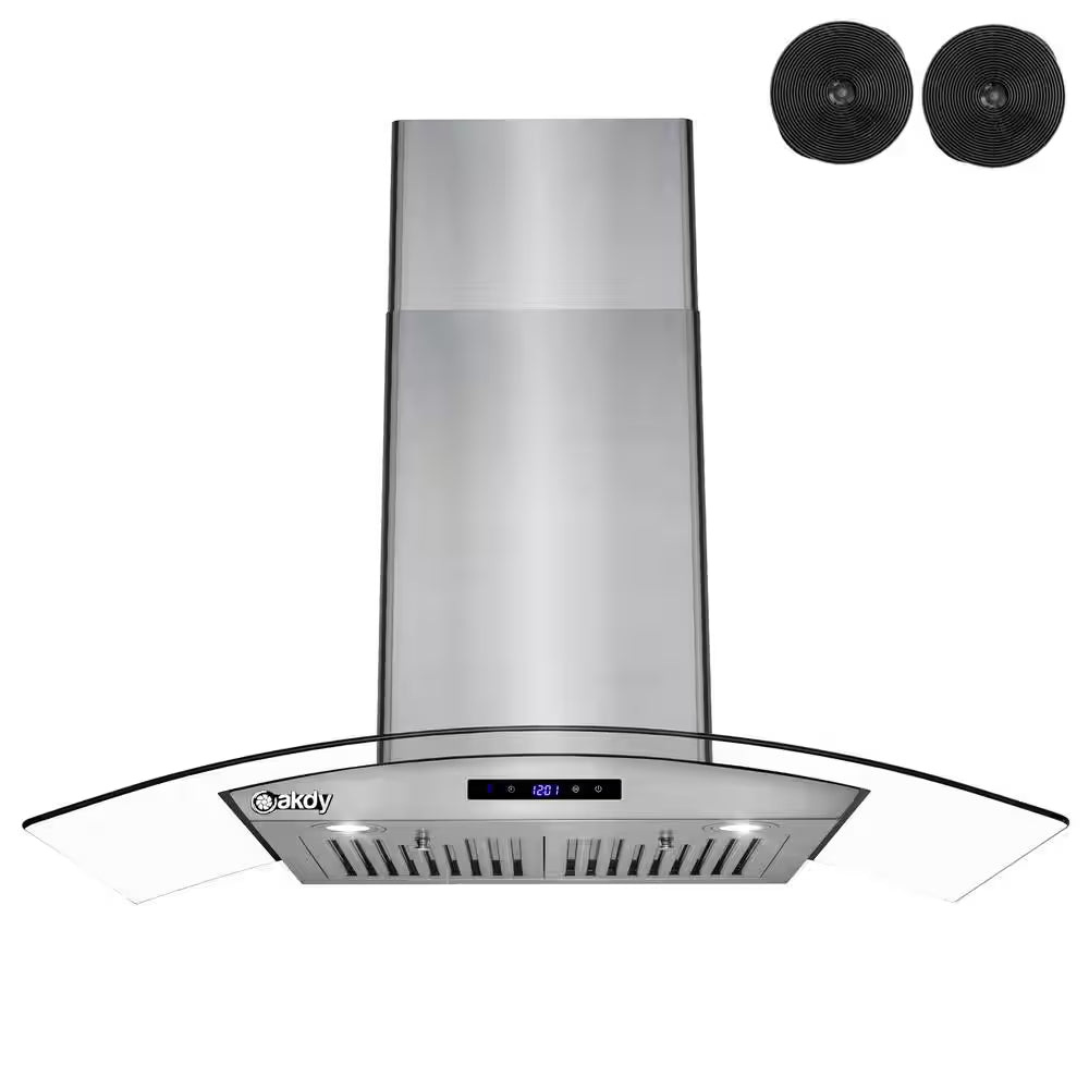 36 in. Wall Mount Range Hood, Glass & Steel