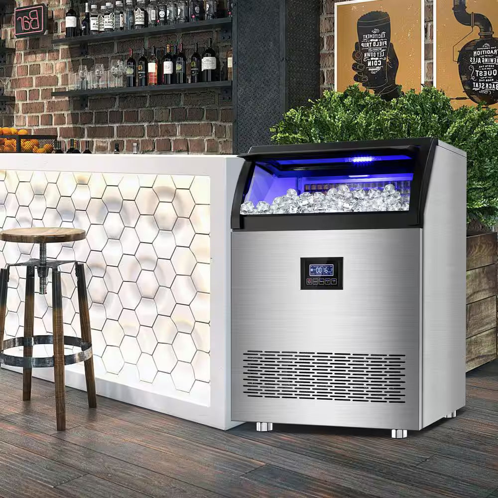 19.5 in. 360 lb/24h Half Size Cube Commercial Freestanding Ice Maker In Stainless Steel