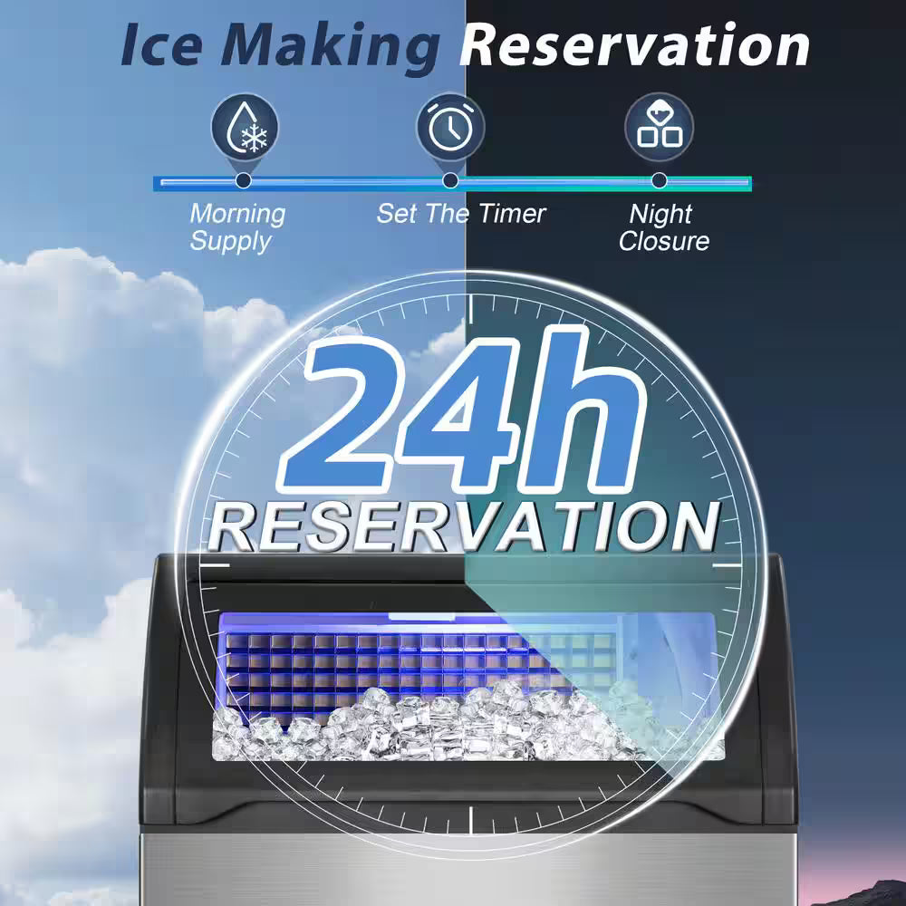 19.5 in. 360 lb/24h Half Size Cube Commercial Freestanding Ice Maker In Stainless Steel