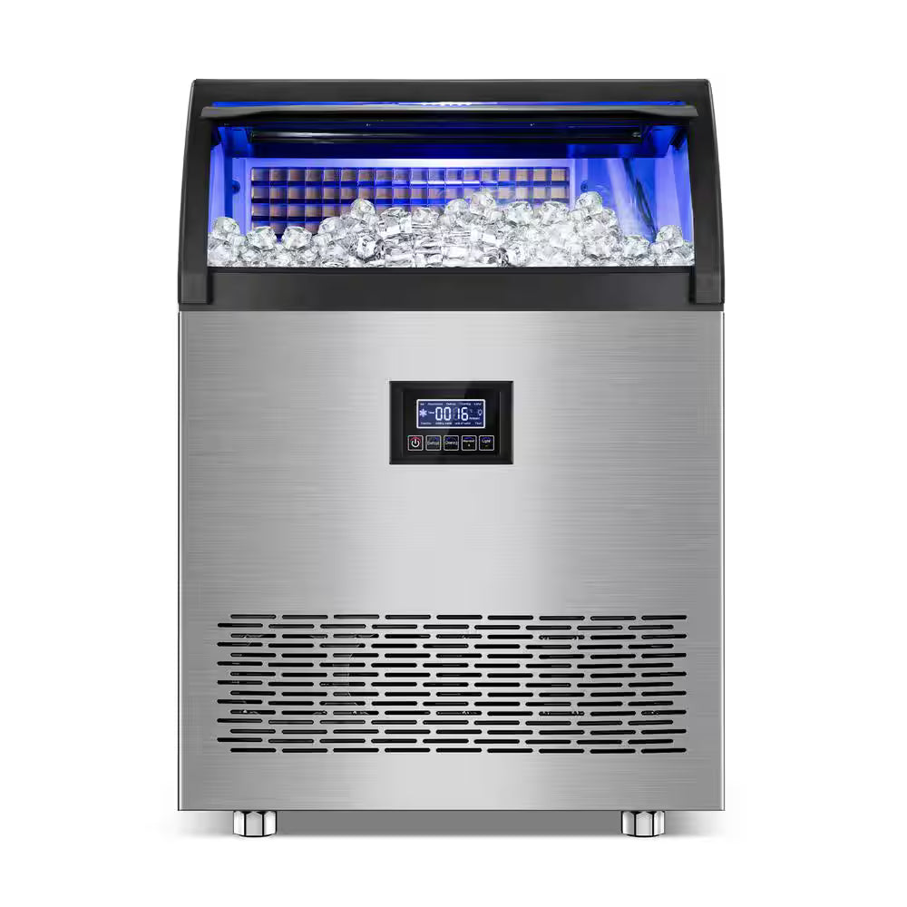19.5 in. 360 lb/24h Half Size Cube Commercial Freestanding Ice Maker In Stainless Steel