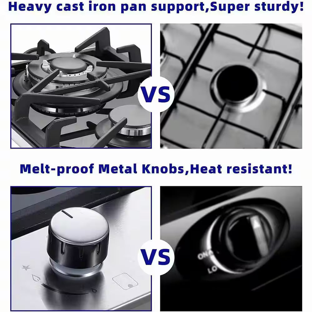 Profile 12 in. 2 Burners Recessed Gas Cook top in Stainless Steel with Melt-proof metal knobs