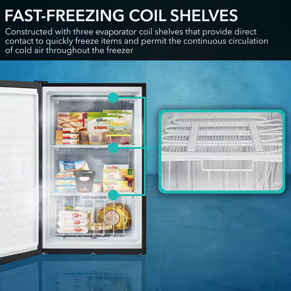 3.0 cu. Ft. Upright Freezer Mini Freezer with lock Reversible Door in Stainless Steel Energy Star