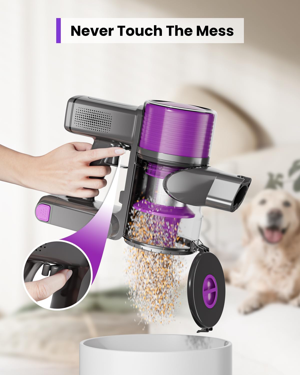 Gevi Cordless Vacuum Cleaners for Home, 400W 30KPA Stick Vacuum with Powerful Suction