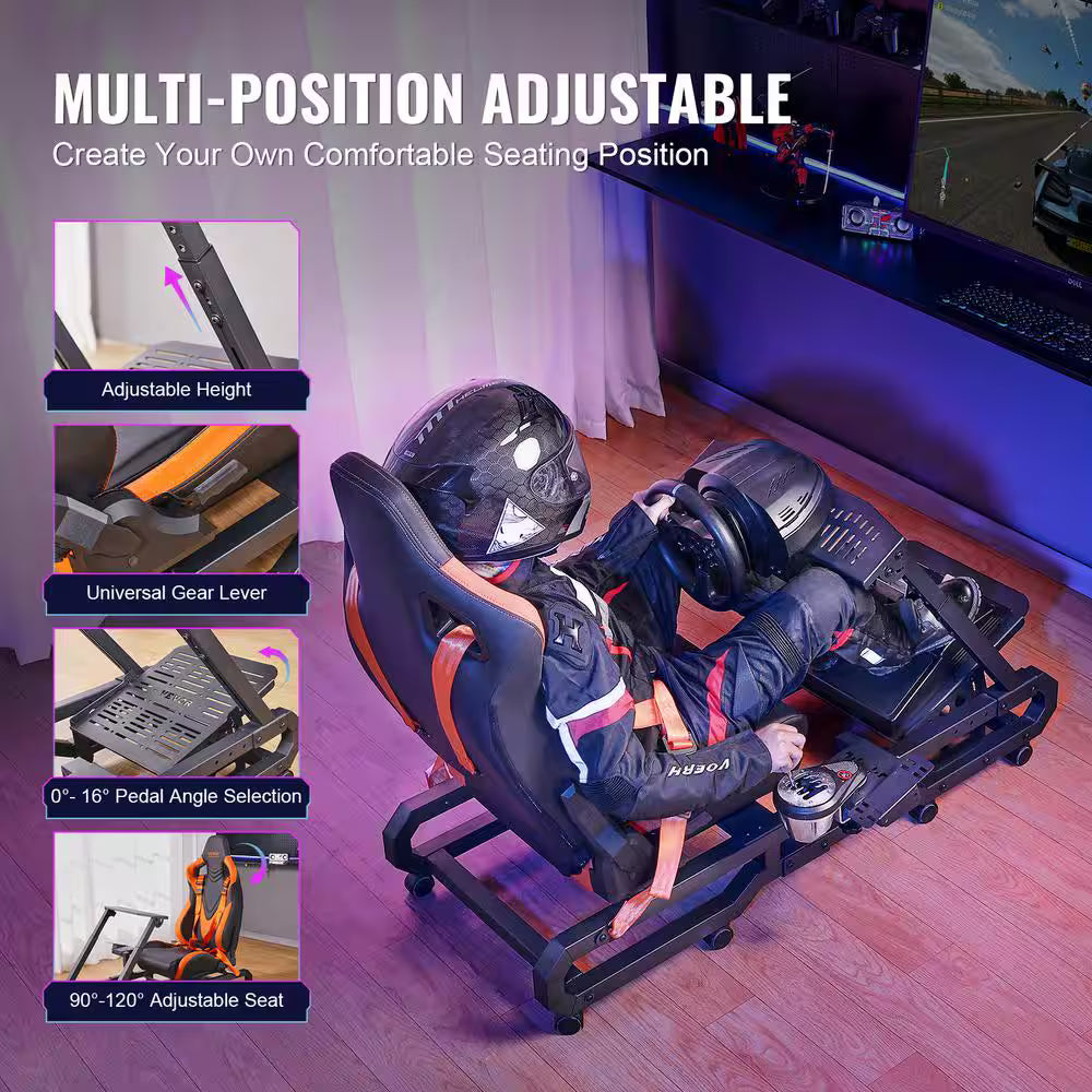 Racing Wheel Stand with Wheels for Logitech G923/G920/G29, Heavy Duty Steel Driving Simulator, Max Load 330 lbs.