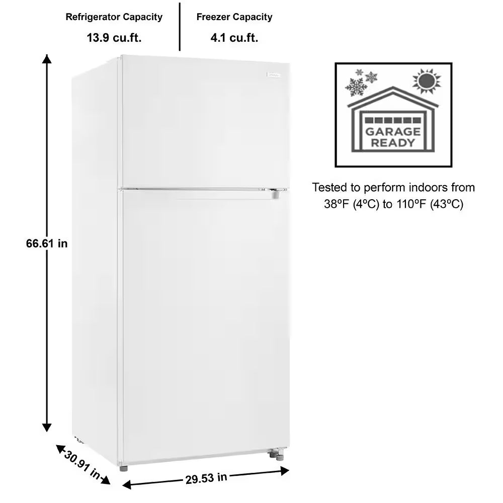 18 cu. ft. Top Freezer Refrigerator DOE in White