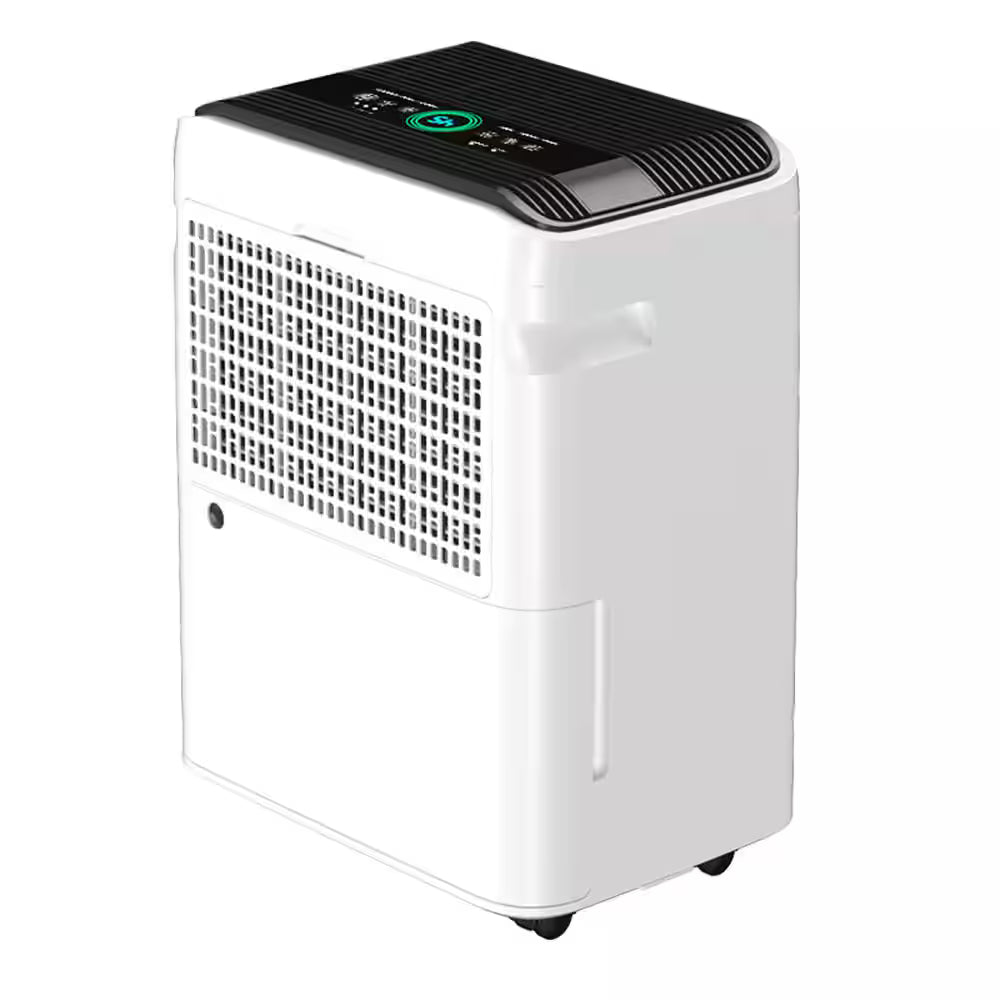 4,500 sq. ft. Dehumidifier in White with Drain Hose and Bucket, Auto Defrost, Low Noise,