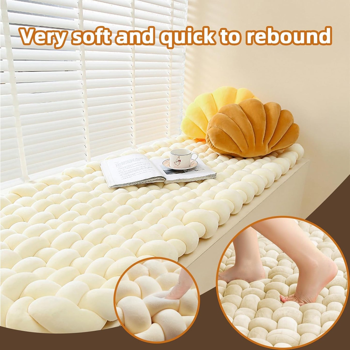 Runner Rugs for Bedroom, Ultra Soft Area Rugs for Bedroom,Knot Window Seat Cushions Bay Window Cushion Pad 23x59inch