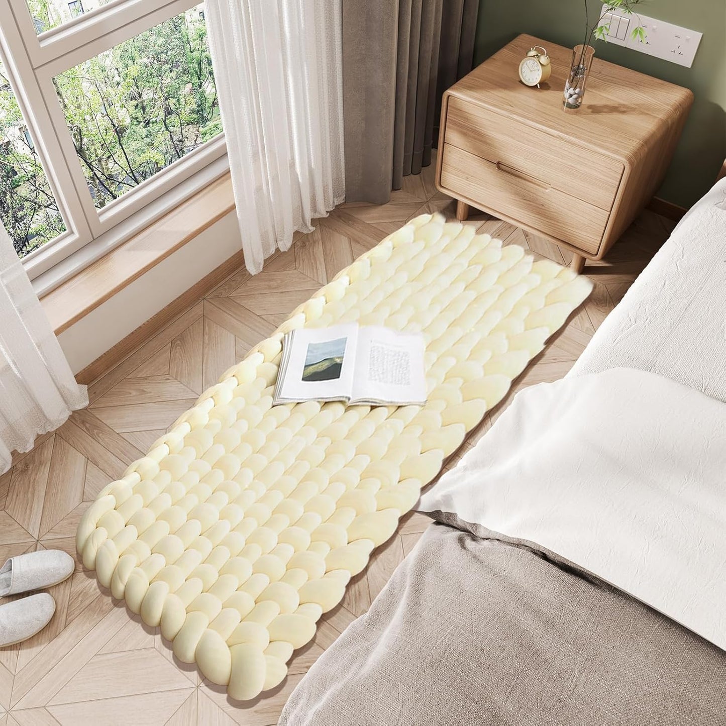 Runner Rugs for Bedroom, Ultra Soft Area Rugs for Bedroom,Knot Window Seat Cushions Bay Window Cushion Pad 23x59inch