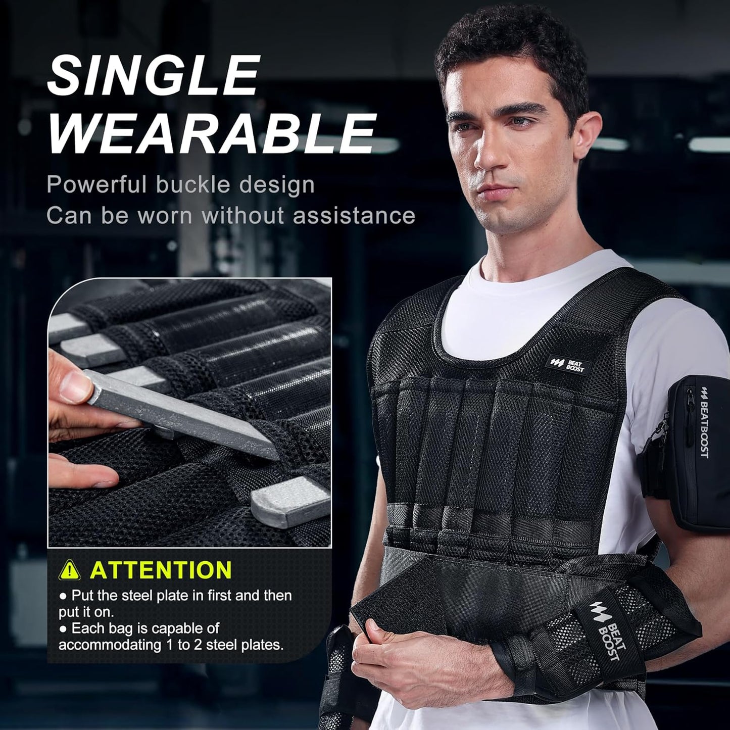 Weighted Vest for Men Women 22lb | 44lb Adjustable Weighted Vest with Steel Plates Weights for Walking Strength Training Running Workout