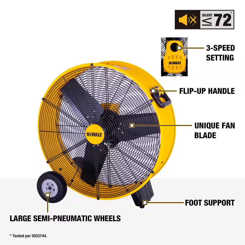 DEWALT 30 in. Yellow 3 Speed Drum Fan