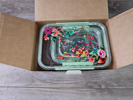 NEW The Pioneer Woman Painted Meadow Rectangle Tritan Food Storage Containers with Tritan Lid