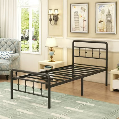 Maenizi 16" Tall Twin Bed Frame, Black