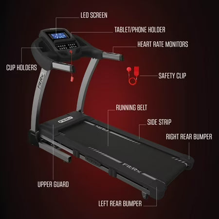 FitRx Crossrun Folding Treadmill – 300lb, 5” LED