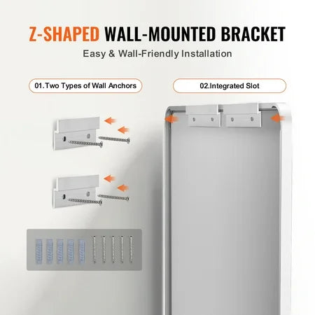 KFFKFF Bathroom Mirror 32 x 72 Wall Mirror, 0.15 in Thickness,Mirror Encased in Aluminium Alloy Frame & Shatter-Resistant Film, Durable Mirror with Z-Style Bracket