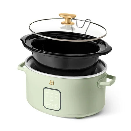 Beautiful 4Qt Slow Cooker with Touch-Activated Display, Sage Green by Drew Barrymore