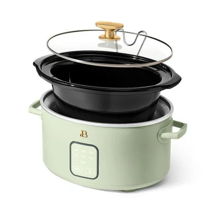 Beautiful 4Qt Slow Cooker with Touch-Activated Display, Sage Green by Drew Barrymore