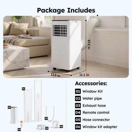 SIMZLIFE Portable AC 8000 BTU up to 550 Sq White