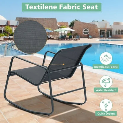 Ainfox 3-Piece Steel Patio Rocking Set, Black