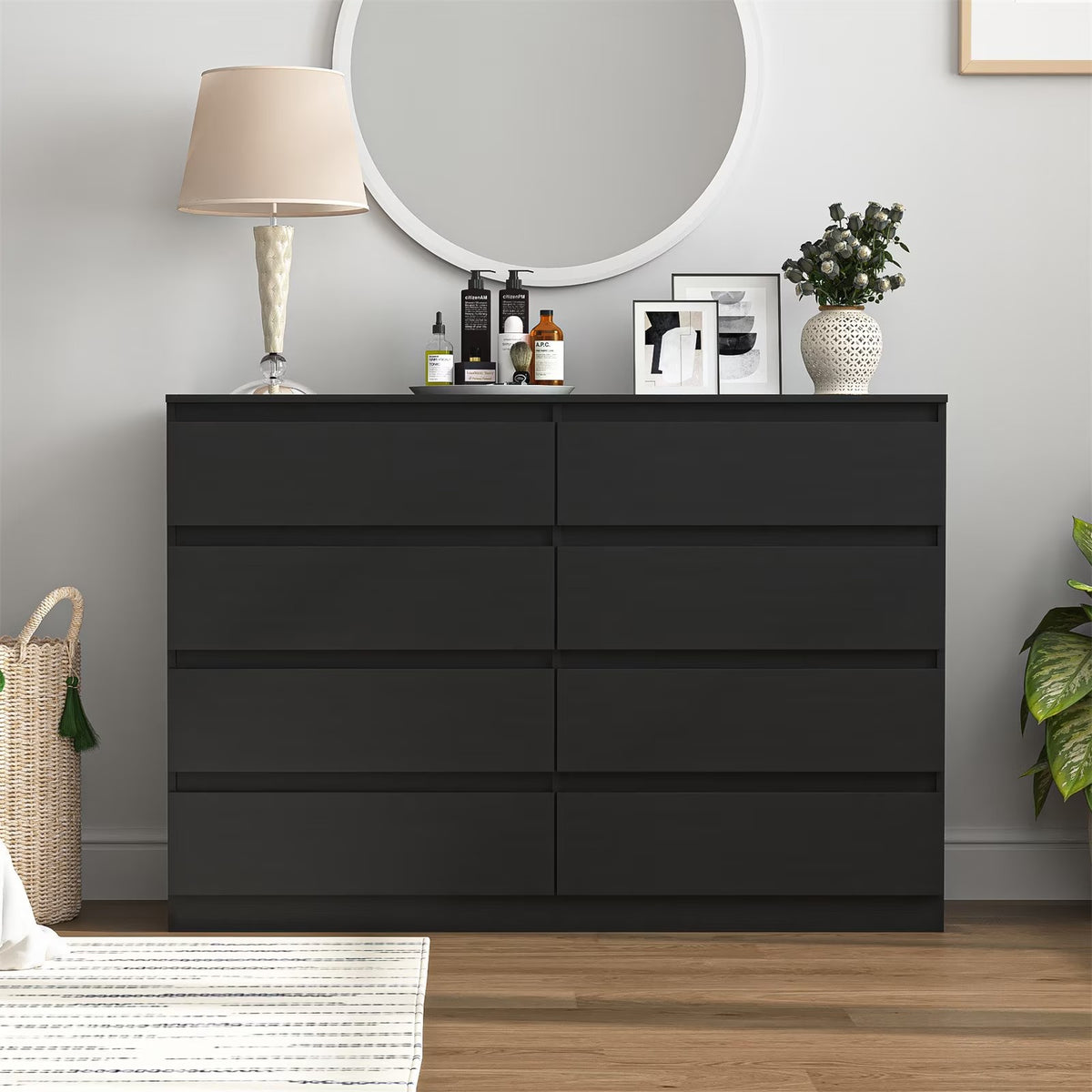 HOMMOO BLACK 8-DRAWER DRESSER
