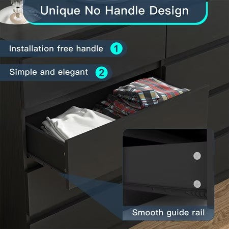 HOMMOO BLACK 8-DRAWER DRESSER