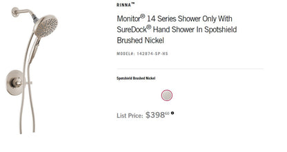 DELTA 142874-SP-HS MONITOR SHOWER with SUREDOCK