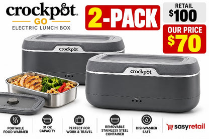 2-PACK CROCK-POT GO 31OZ ELECTRIC LUNCH BOX