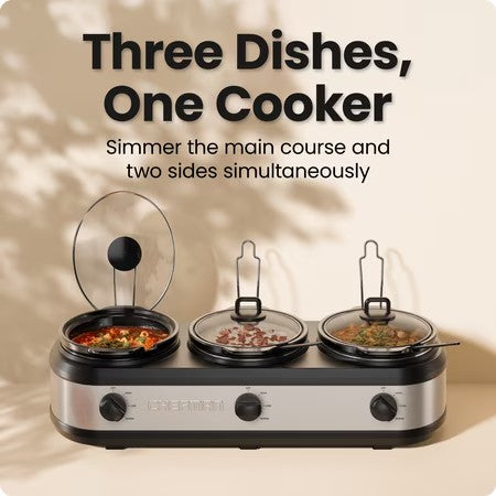 CHEFMAN TRIPLE SLOW COOKER