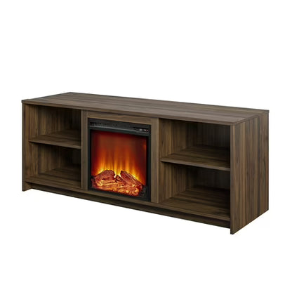 Mainstays Fireplace TV Stand for 65" TV, Walnut