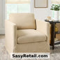BETTER HOMES & GARDENS DAVE & JENNY SLIPCOVER SWIVEL CHAIR — WHEAT