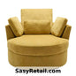MUSTARD YELLOW CHENILLE SWIVEL ARM CHAIR
