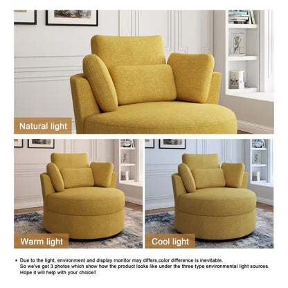 MUSTARD YELLOW CHENILLE SWIVEL ARM CHAIR