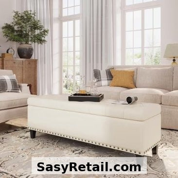 VEANERWOOD 51" STORAGE BENCH, WHITE