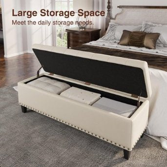 VEANERWOOD 51" STORAGE BENCH, WHITE