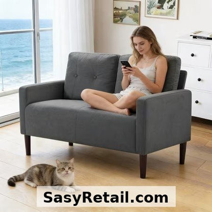 GEWNEE 50.79" LOVESEAT SOFA, 2-SEATER, DARK GREY