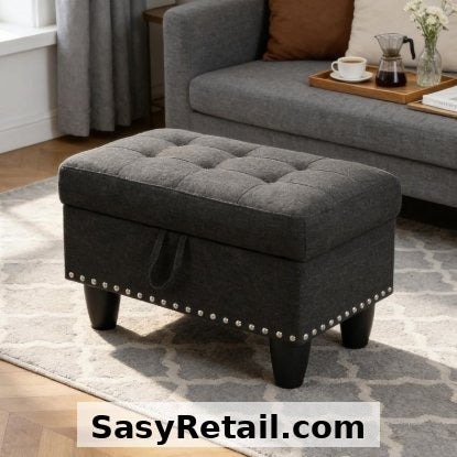 NOBLESPROUT 28.5" RECTANGULAR STORAGE OTTOMAN — TUFTED TOP