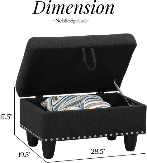 NOBLESPROUT 28.5" RECTANGULAR STORAGE OTTOMAN — TUFTED TOP