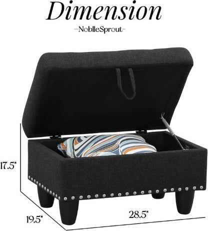 NOBLESPROUT 28.5" RECTANGULAR STORAGE OTTOMAN — TUFTED TOP