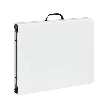 LIFETIME 6 FOOT FOLD-IN-HALF RECTANGLE TABLE, INDOOR/OUTDOOR, WHITE GRANITE