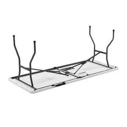 LIFETIME 6 FOOT FOLD-IN-HALF RECTANGLE TABLE, INDOOR/OUTDOOR, WHITE GRANITE