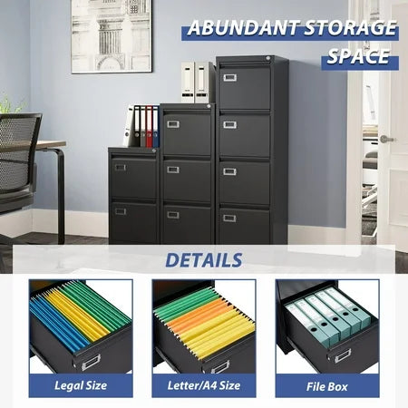 STANI 3 Drawer File Cabinets with Lock, Metal Filing Cabinet for Home Office