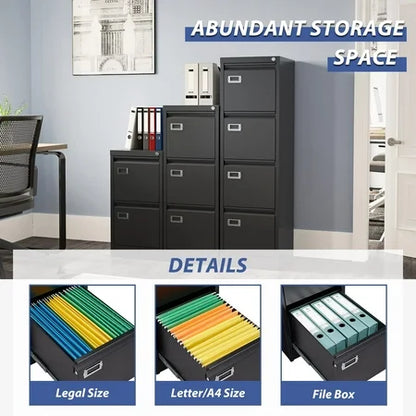 STANI 3 Drawer File Cabinets with Lock, Metal Filing Cabinet for Home Office