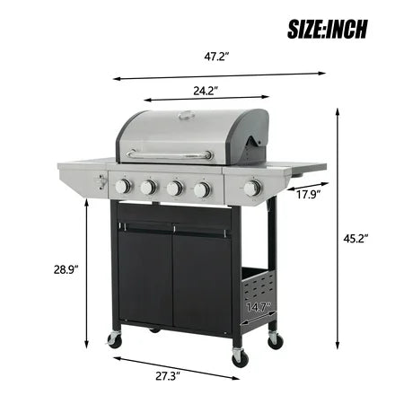 HIGHSOUND 4-Burner Propane Grill 46700 BTU