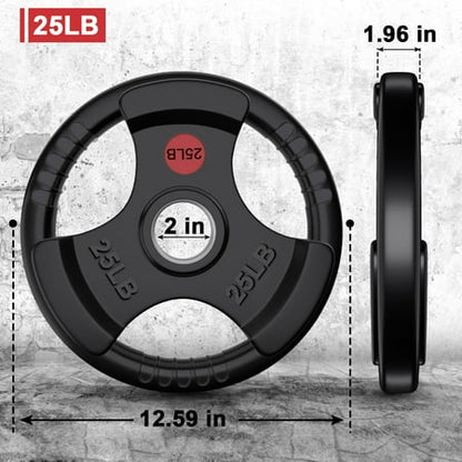 GIKPAL 50lbs Weight Plates — 2 Rubber Coated