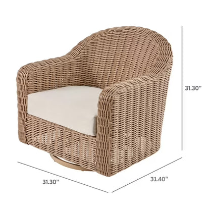 Bellamy Outdoor Swivel Glider Chair, Tan wicker