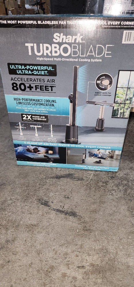 Shark TurboBlade 31.5in. 10 Speed Ultra-Powerful Bladeless Tower Fan in Charcoal 180° Oscillation, Pivots and Twists