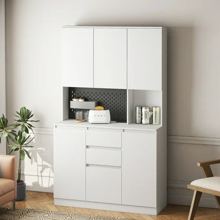 BLACK Freestanding kitchen storage, sideboard with charging station S00002