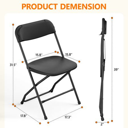 HAILIMU 4-Pack Black Folding Chairs, 300 lb