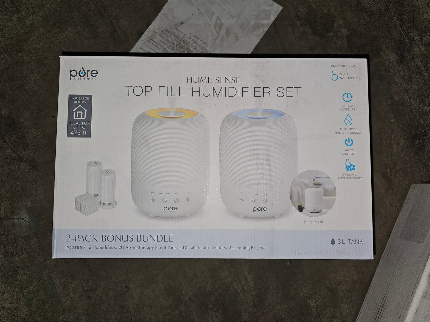 Pure Enrichment Top Fill Humidifier Set Bundle, 2-Pack New In Box